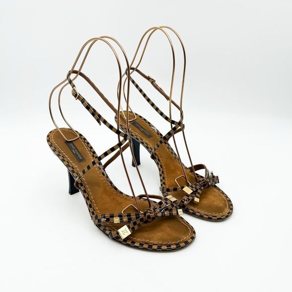 Louis Vuitton LV Damier Ebene Patent Heels Sandals EU 40 US 10 - Picture 2 of 12